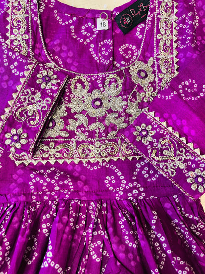 Jaipuri  Print Purple Colour Anarkali Suit With Sharara