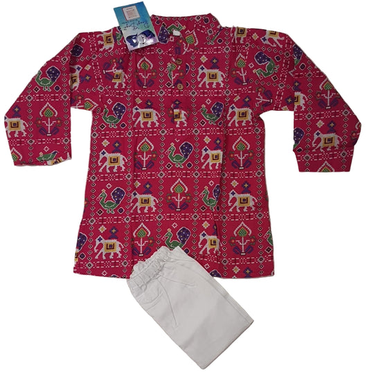 Pink Patola printed Kurta -Pyjama