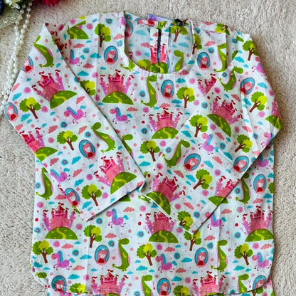 Castle printed Pink color Night Suit