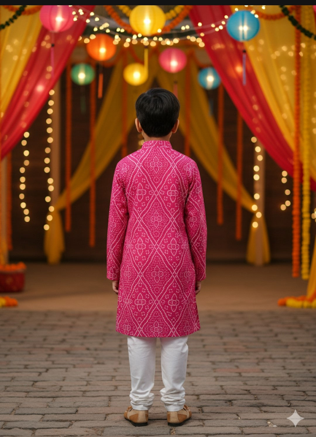 Pink Bandhej Tie and dye Kurta -Pyjama