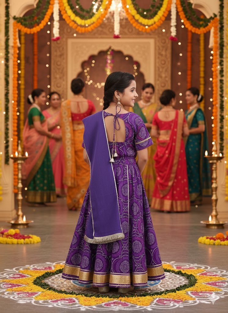 Purple Bandhaj Lehenga Choli set