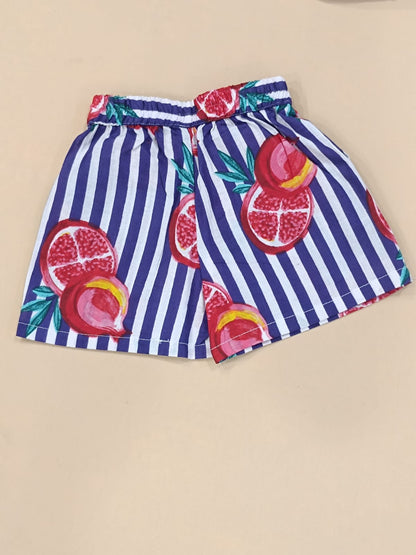 Purple Striped-quirky-fruit printed Cord-Set  for Boys