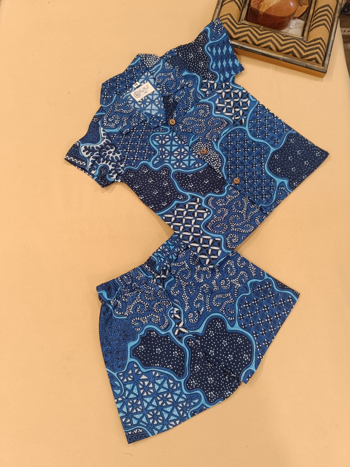 Navy Blue Abstract printed Cord-Set  for boys