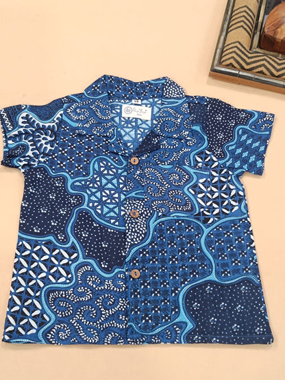 Navy Blue Abstract printed Cord-Set  for boys