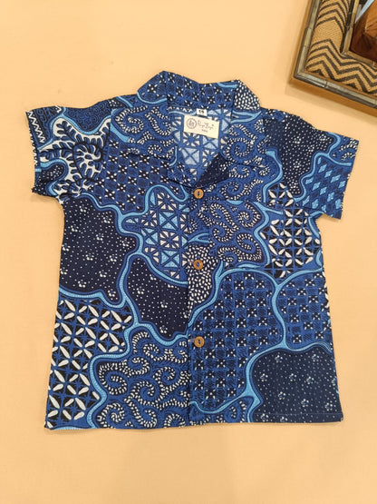 Navy Blue Abstract printed Cord-Set  for boys
