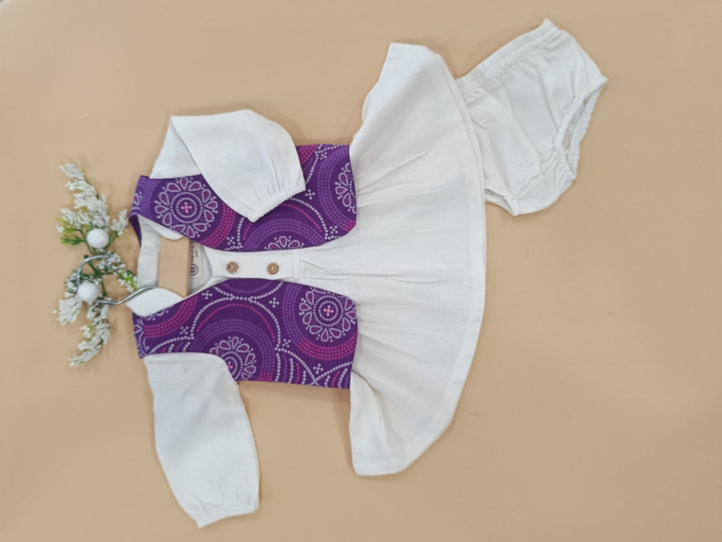 Girls Cotton Dress with Printed Jacket | Soft & Comfortable Kids Wear