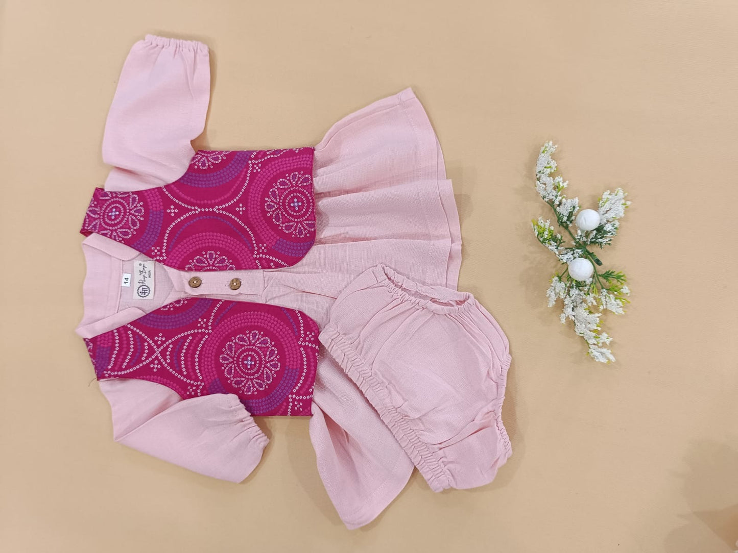 Girls Cotton Dress with Printed Jacket | Soft & Comfortable Kids Wear