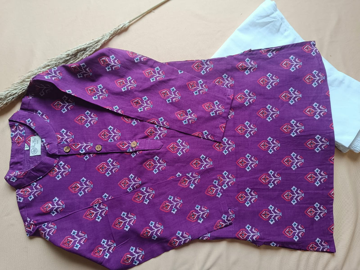 Purple Patola Print Jacket with Kurta -Pyjama
