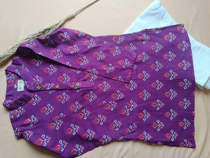Purple Patola Print Jacket with Kurta -Pyjama