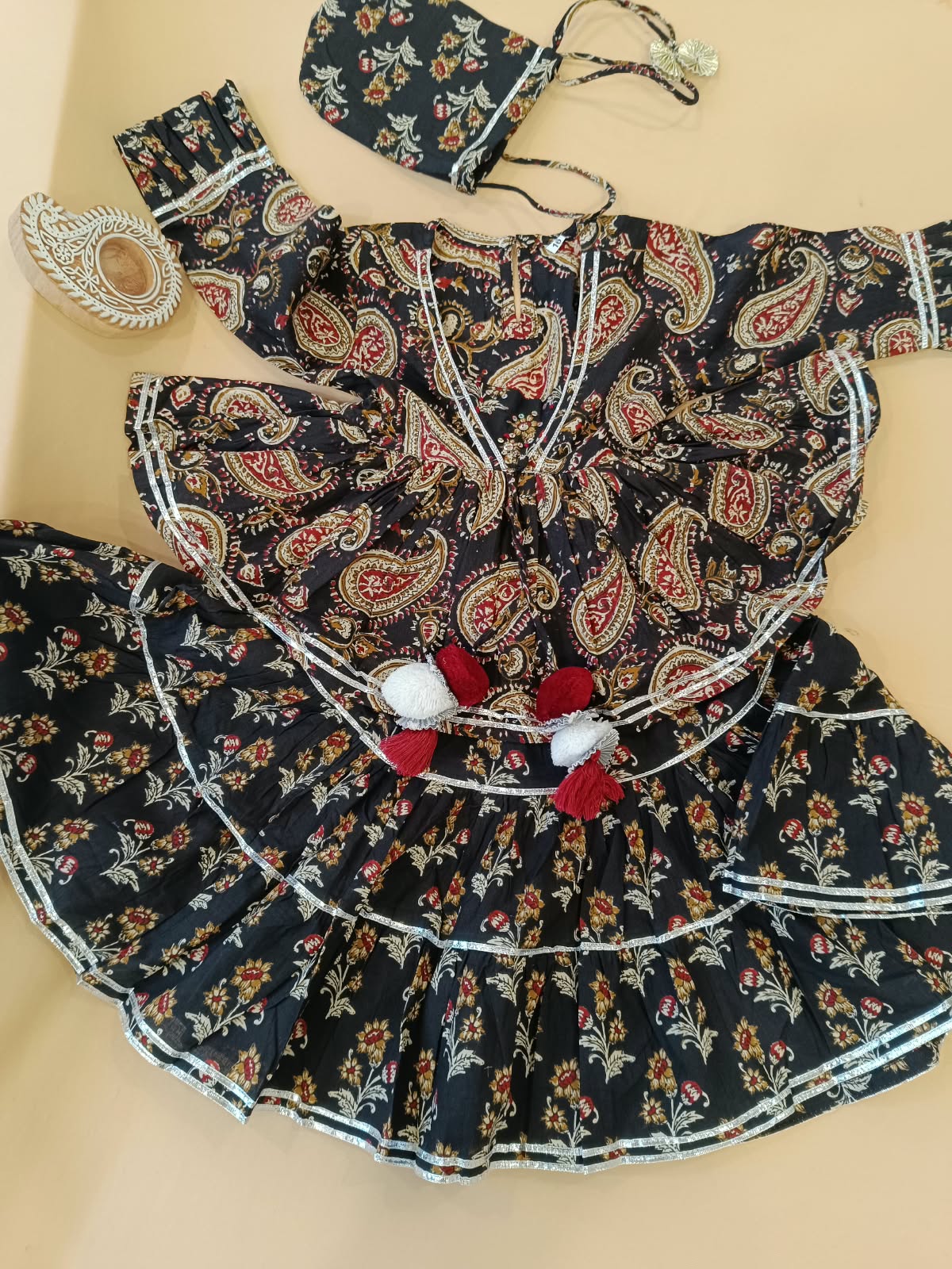 Block Print Black Colour Lehenga Choli