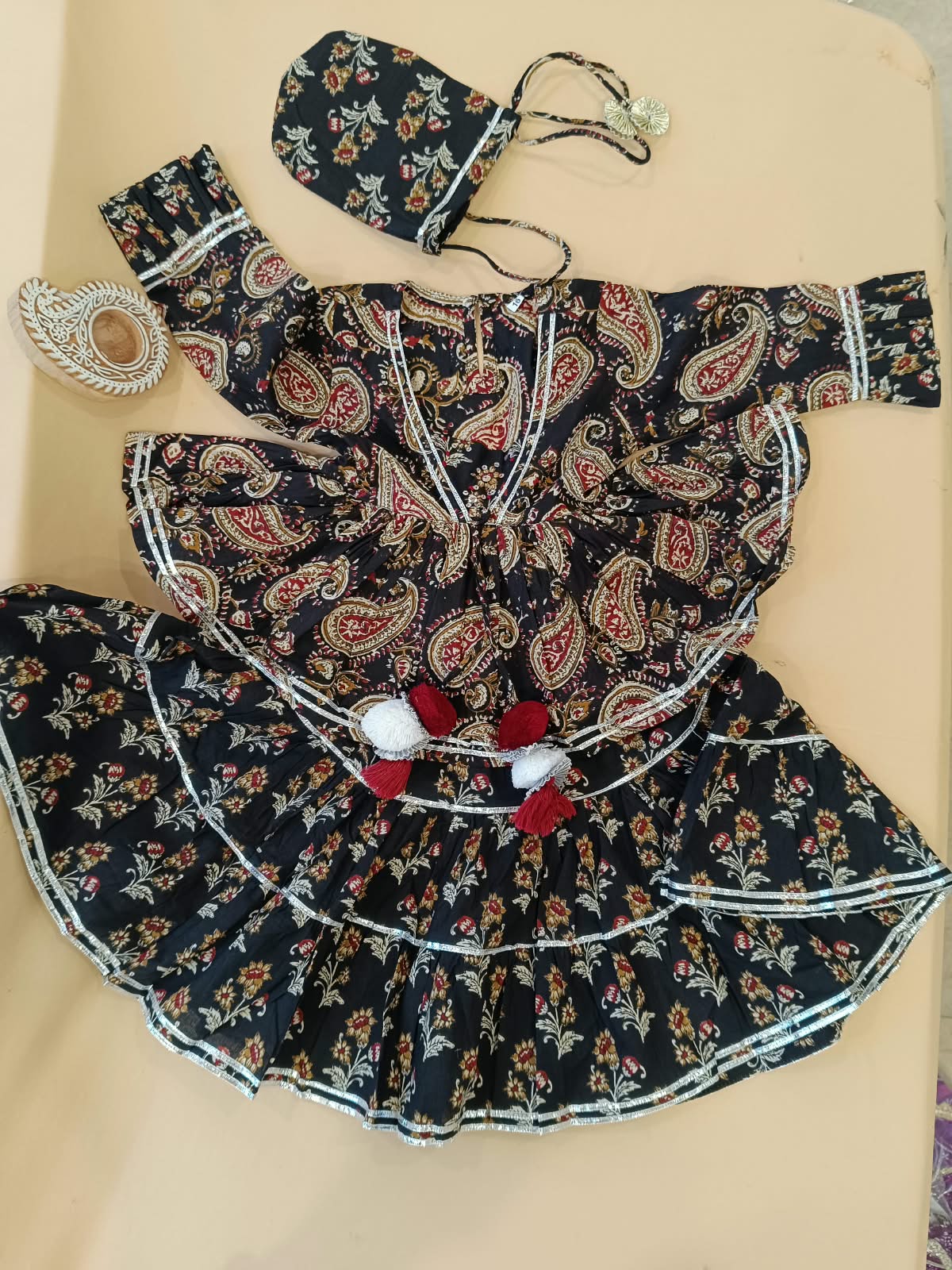 Block Print Black Colour Lehenga Choli