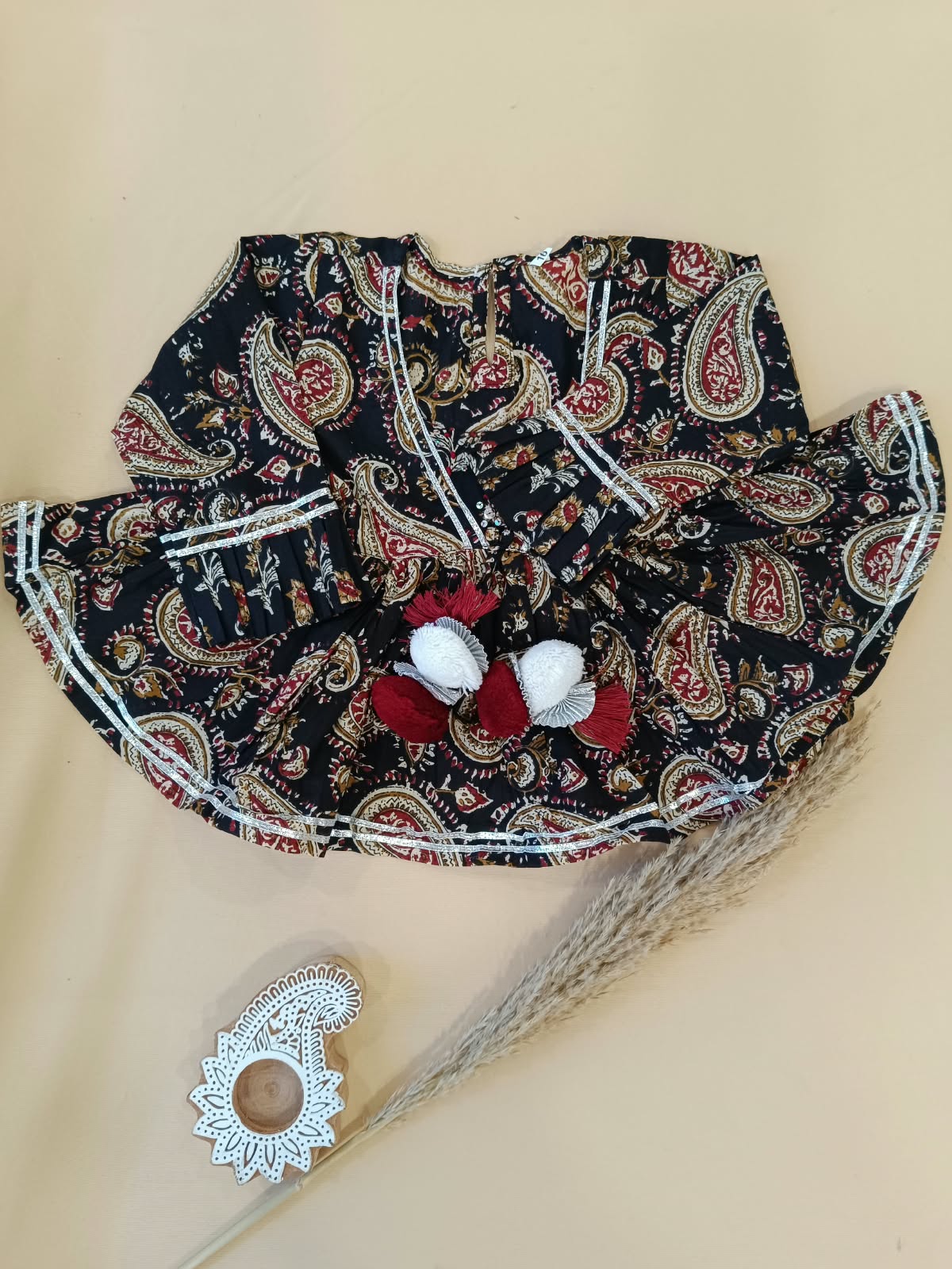 Block Print Black Colour Lehenga Choli