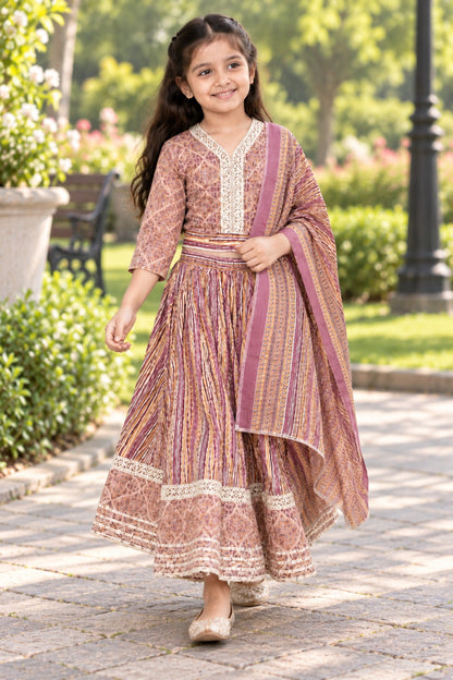 Ajrakh Print Onion Pink Colour lehenga Choli
