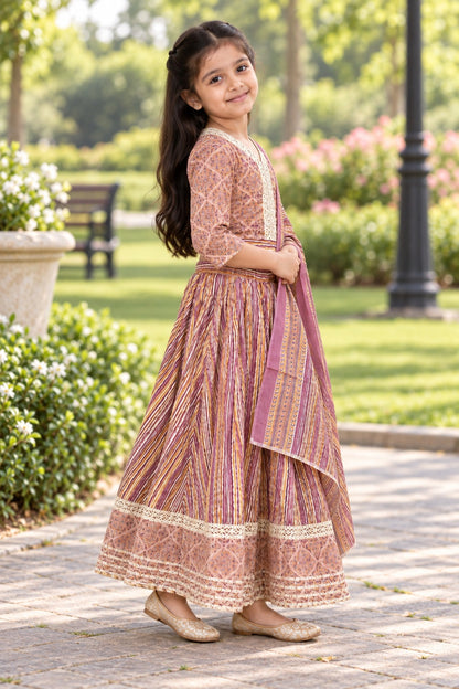 Ajrakh Print Onion Pink Colour lehenga Choli