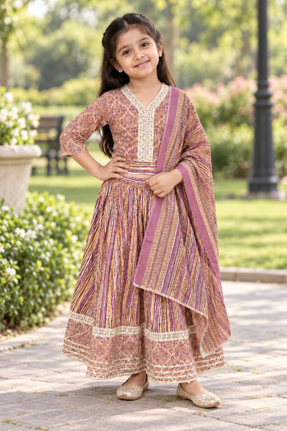 Ajrakh Print Onion Pink Colour lehenga Choli
