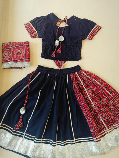 Gujarati Red/ Black Bandhani Lehnga-Choli Set