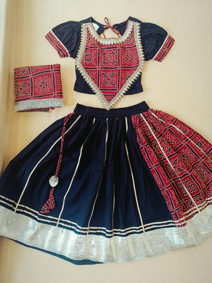 Gujarati Red/ Black Bandhani Lehnga-Choli Set