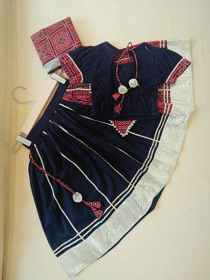 Gujarati Red/ Black Bandhani Lehnga-Choli Set