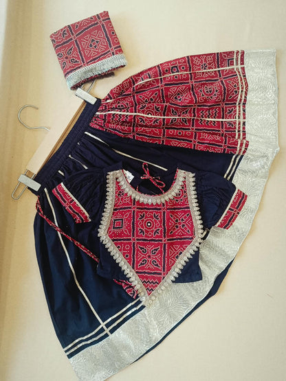 Gujarati Red/ Black Bandhani Lehnga-Choli Set