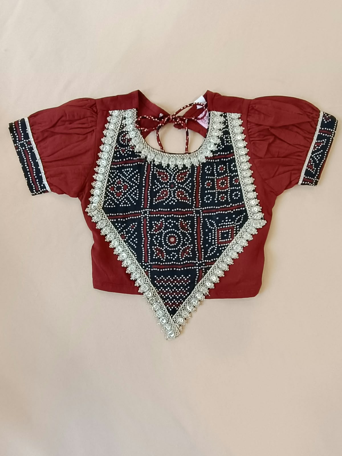 Gujarati Marron/ Black Bandhani Lehnga- Choli set