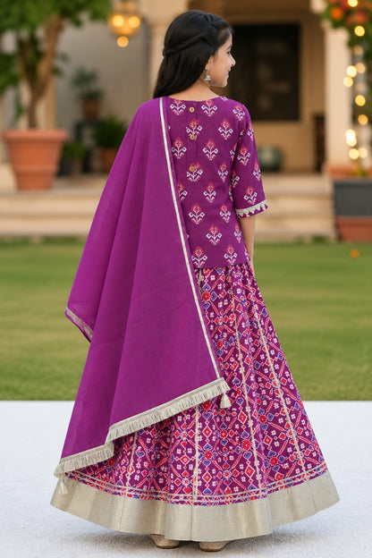 COTTON PATOLA LEHENGA WITH KURTI KANCHALI TOP DESIGN