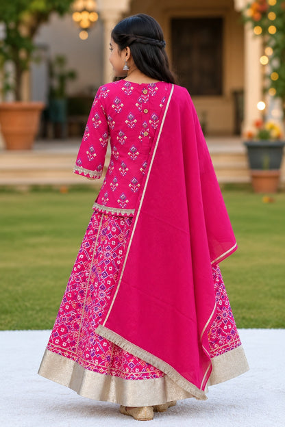 COTTON PATOLA LEHENGA WITH KURTI KANCHALI TOP DESIGN