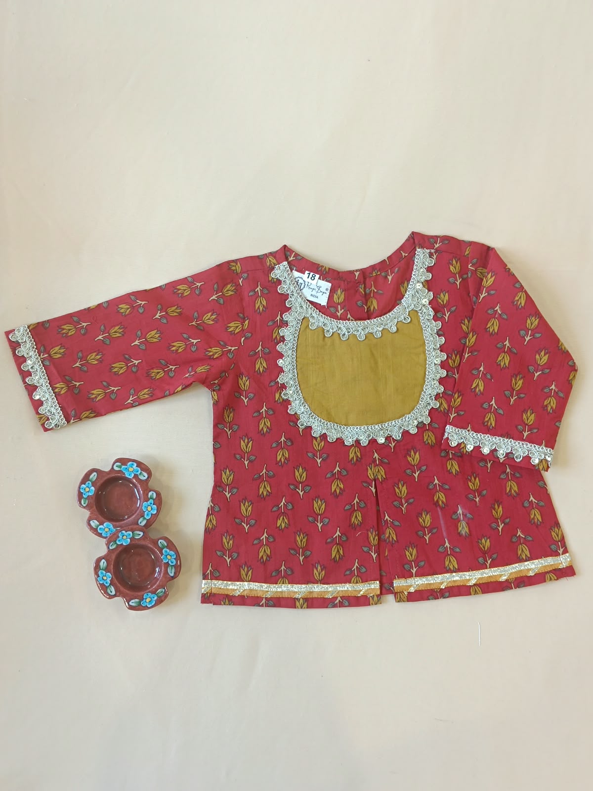 Red Mughal Boota, screen printed Lehnga Choli set