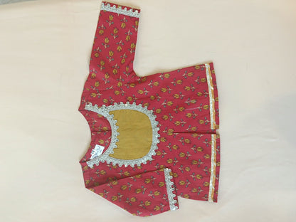 Red Mughal Boota, screen printed Lehnga Choli set
