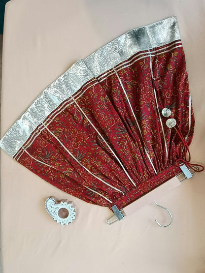Red Mughal Boota, screen printed Lehnga Choli set