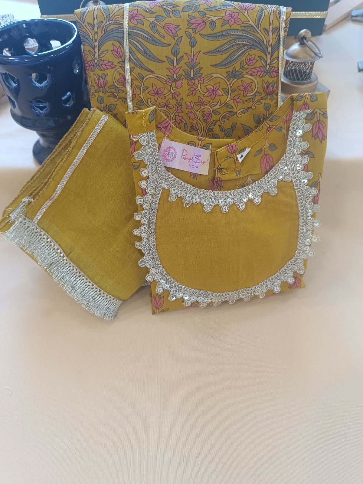 MUSTURD Mughal Boota, screen printed Lehnga Choli set
