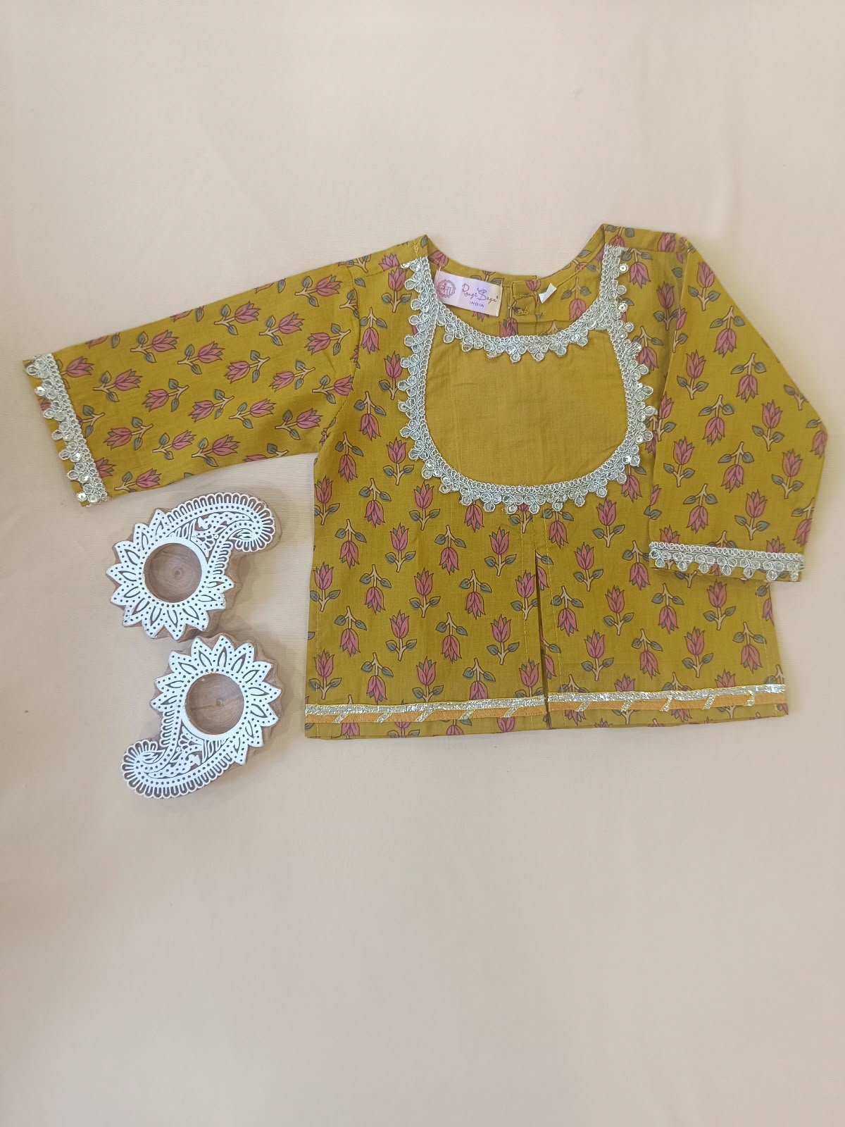 MUSTURD Mughal Boota, screen printed Lehnga Choli set