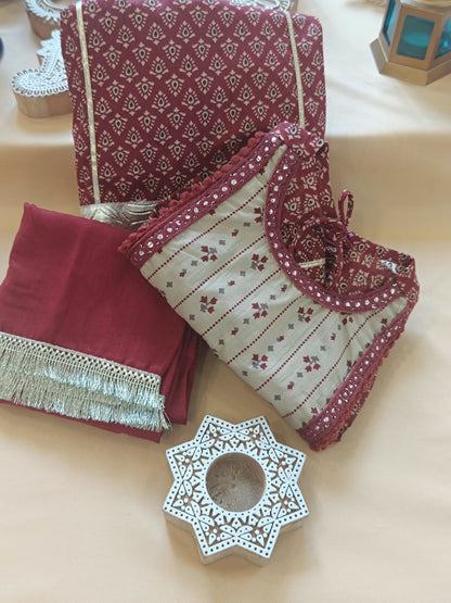 Red Discharge Print Lehenga Choli set