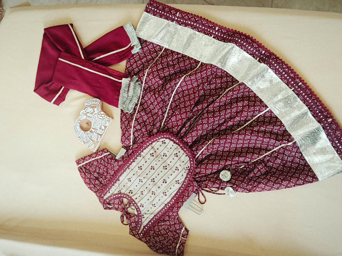 Red Discharge Print Lehenga Choli set