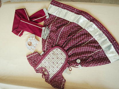 Red Discharge Print Lehenga Choli set