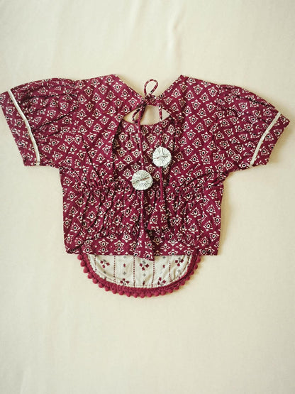 Red Discharge Print Lehenga Choli set