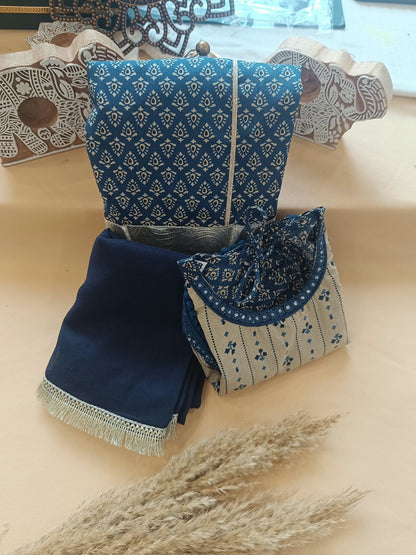 Blue Discharge Print Lehenga Choli set