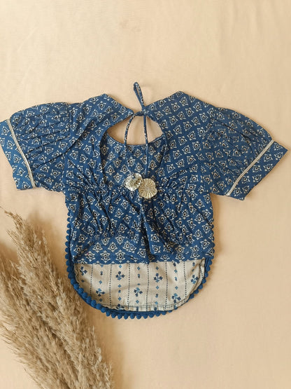 Blue Discharge Print Lehenga Choli set