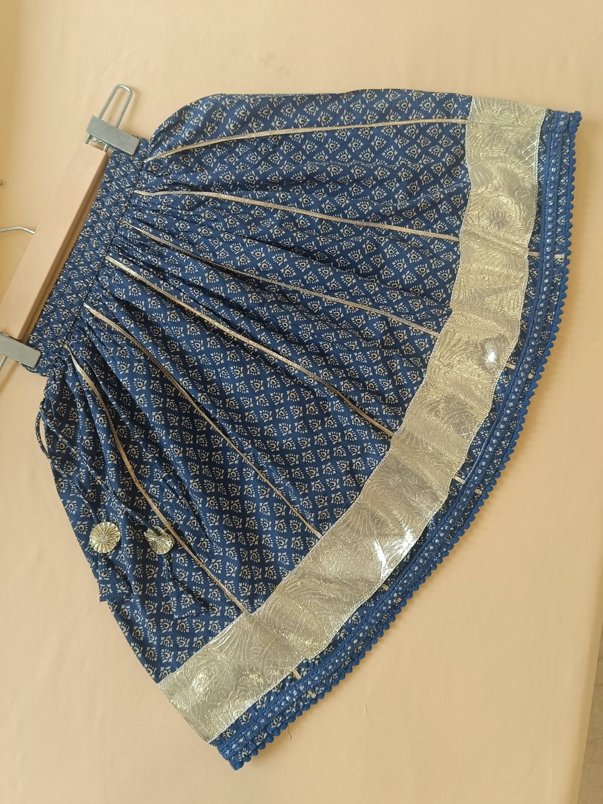 Blue Discharge Print Lehenga Choli set
