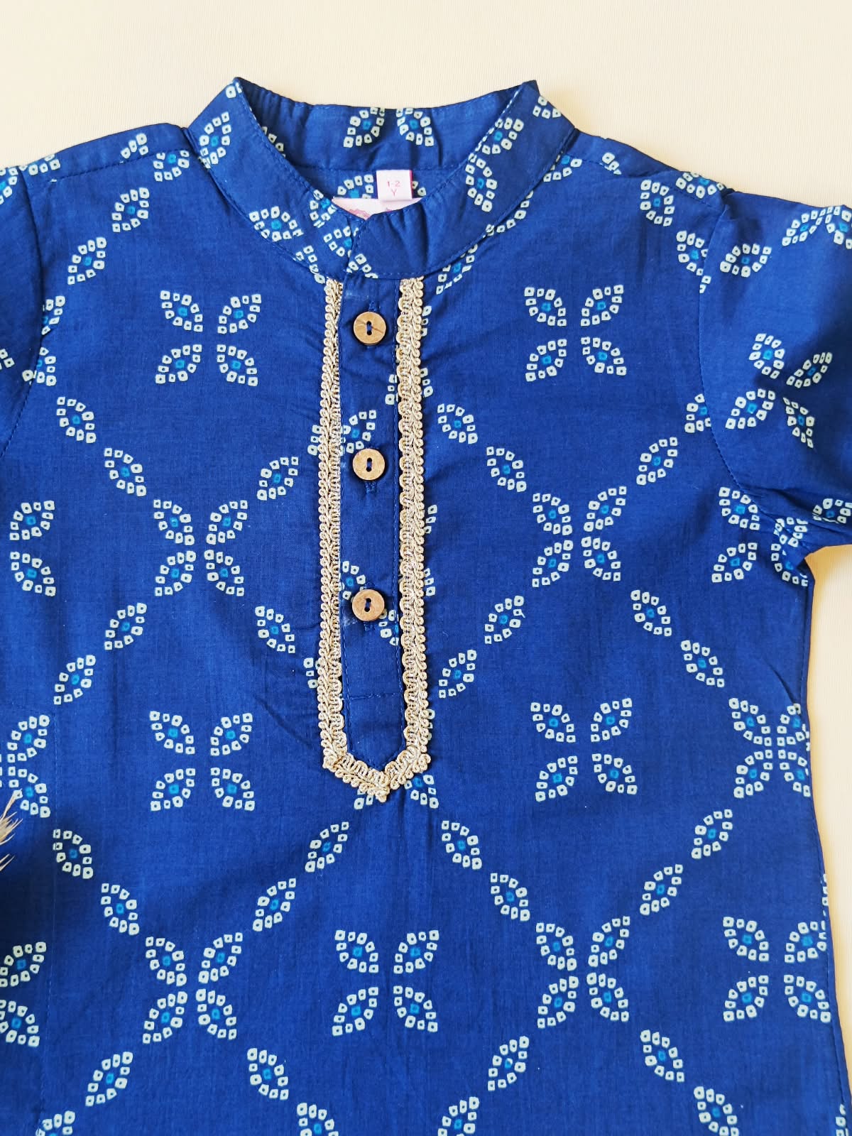 Bandhej printed, Yoke design, Navy Blue Colored kurta -Pyjama set