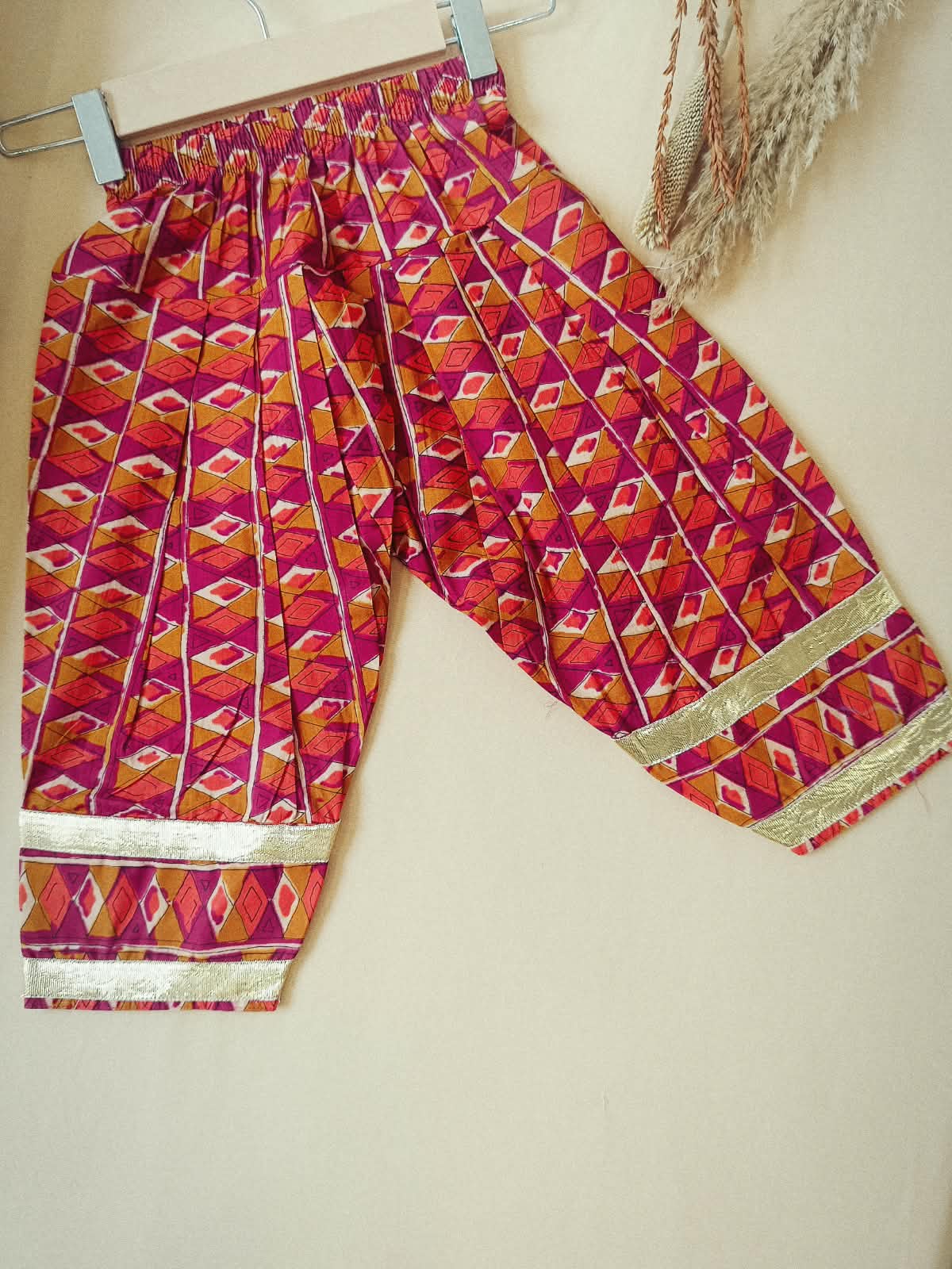Ikkat print, Rani Pink Colored, A- Line Kurti with Farshi Salwar