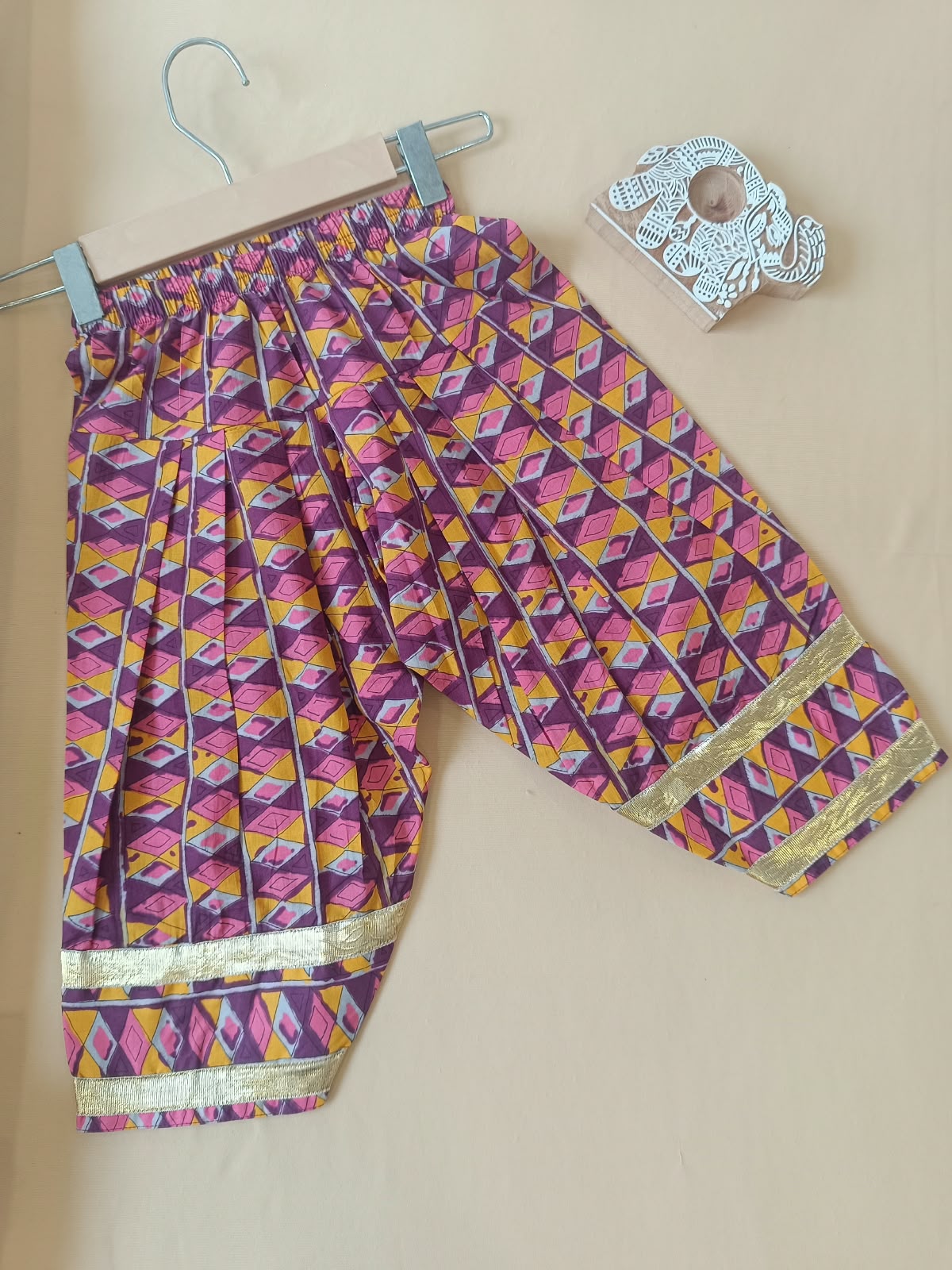 Ikkat print, Purple Colored, A- Line Kurti with Farshi Salwar
