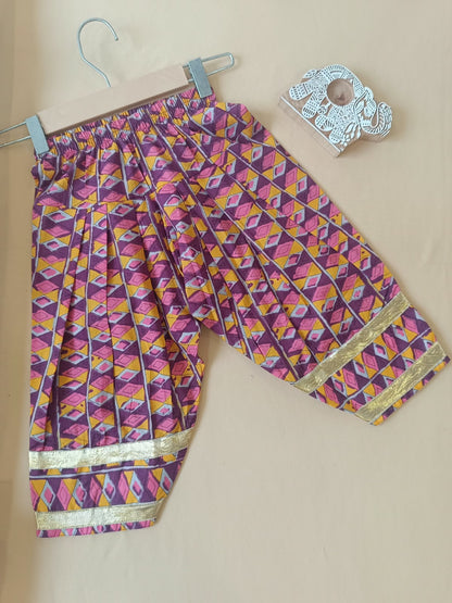 Ikkat print, Purple Colored, A- Line Kurti with Farshi Salwar
