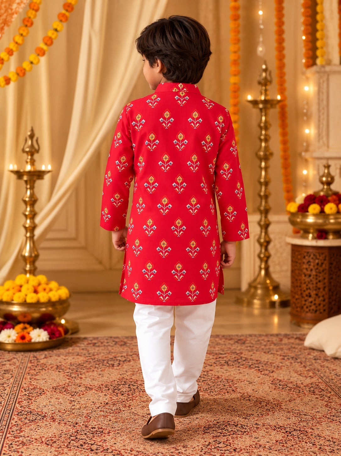 Red Patola Printed Kurta Pyjama Set