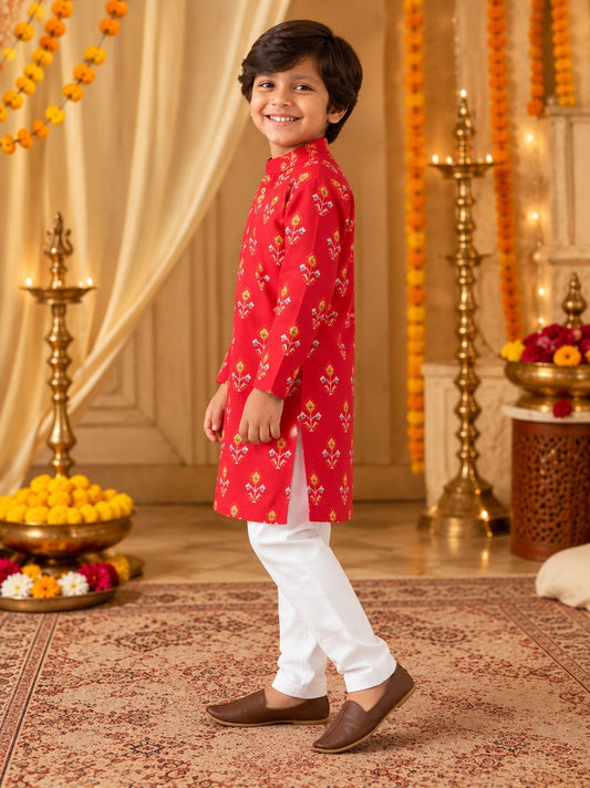 Red Patola Printed Kurta Pyjama Set