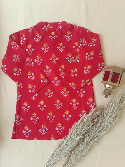 Red Patola Printed Kurta Pyjama Set