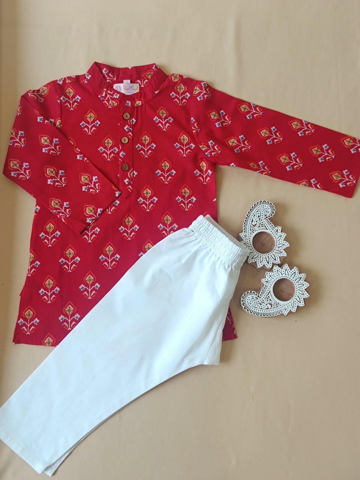Red Patola Printed Kurta Pyjama Set
