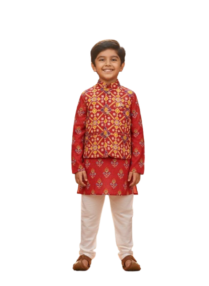 Patola Print Jacket with Kurta -Pyjama