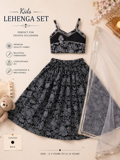 Discharge Print Black Coloured Lehenga Choli