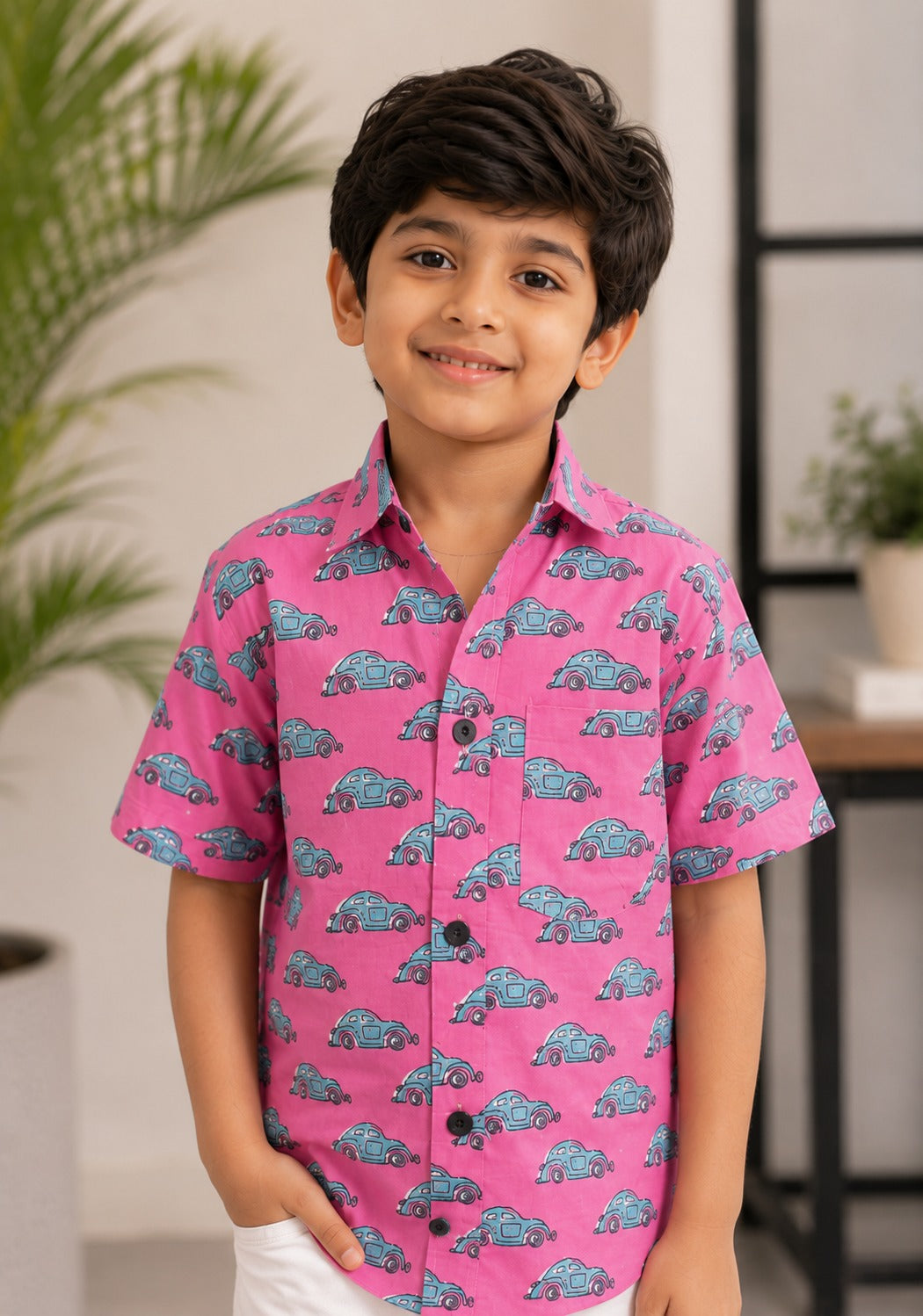 Blue Car printed Shirt for Boy