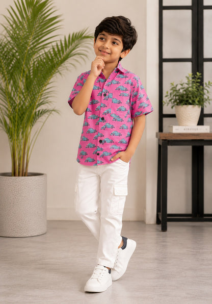 Blue Car printed Shirt for Boy